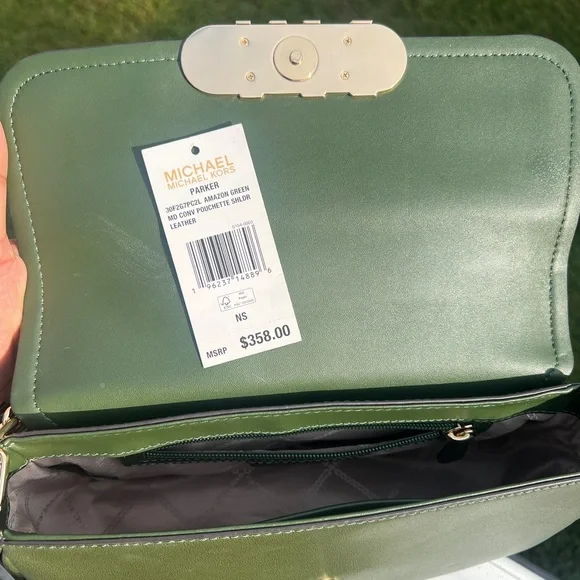 MICHAEL KORS Parker Leather Shoulder Bag green - Picture 5 of 12